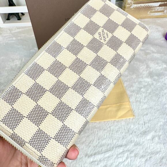 Louis Vuitton Damier Azur Clemence Long Wallet pink leather NICE EUC - Picture 4 of 16